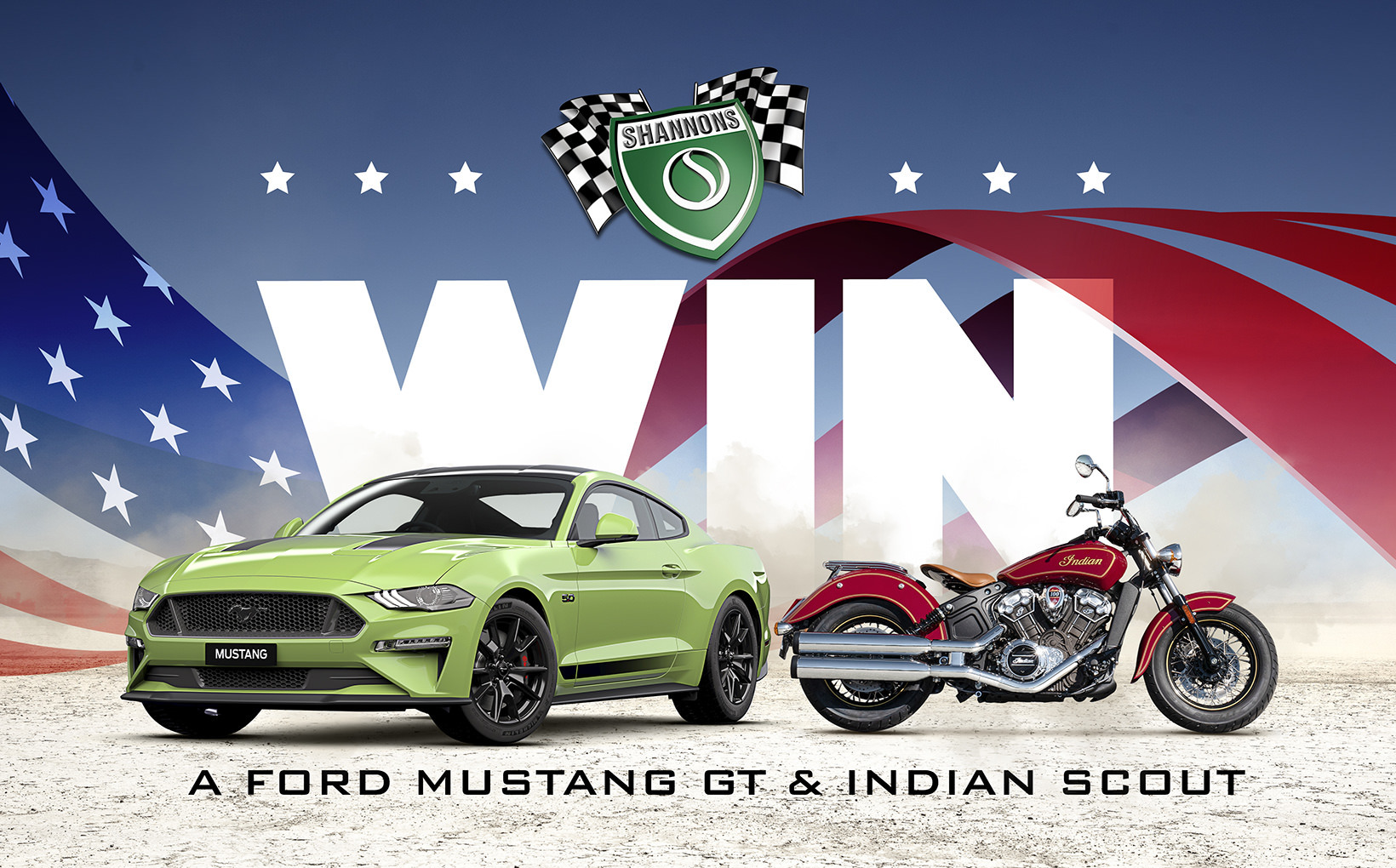 Win a Ford Mustang GT & Indian Scout Motorcycle
