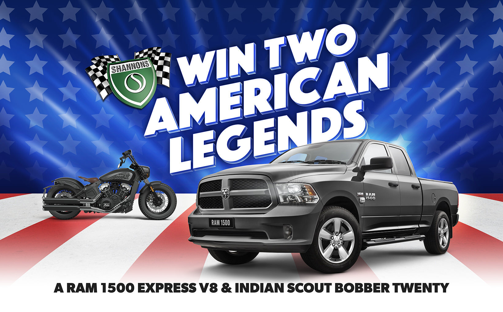 Win Two American Legends: A RAM 1500 Express V8 & Indian Scout Bobber Twenty