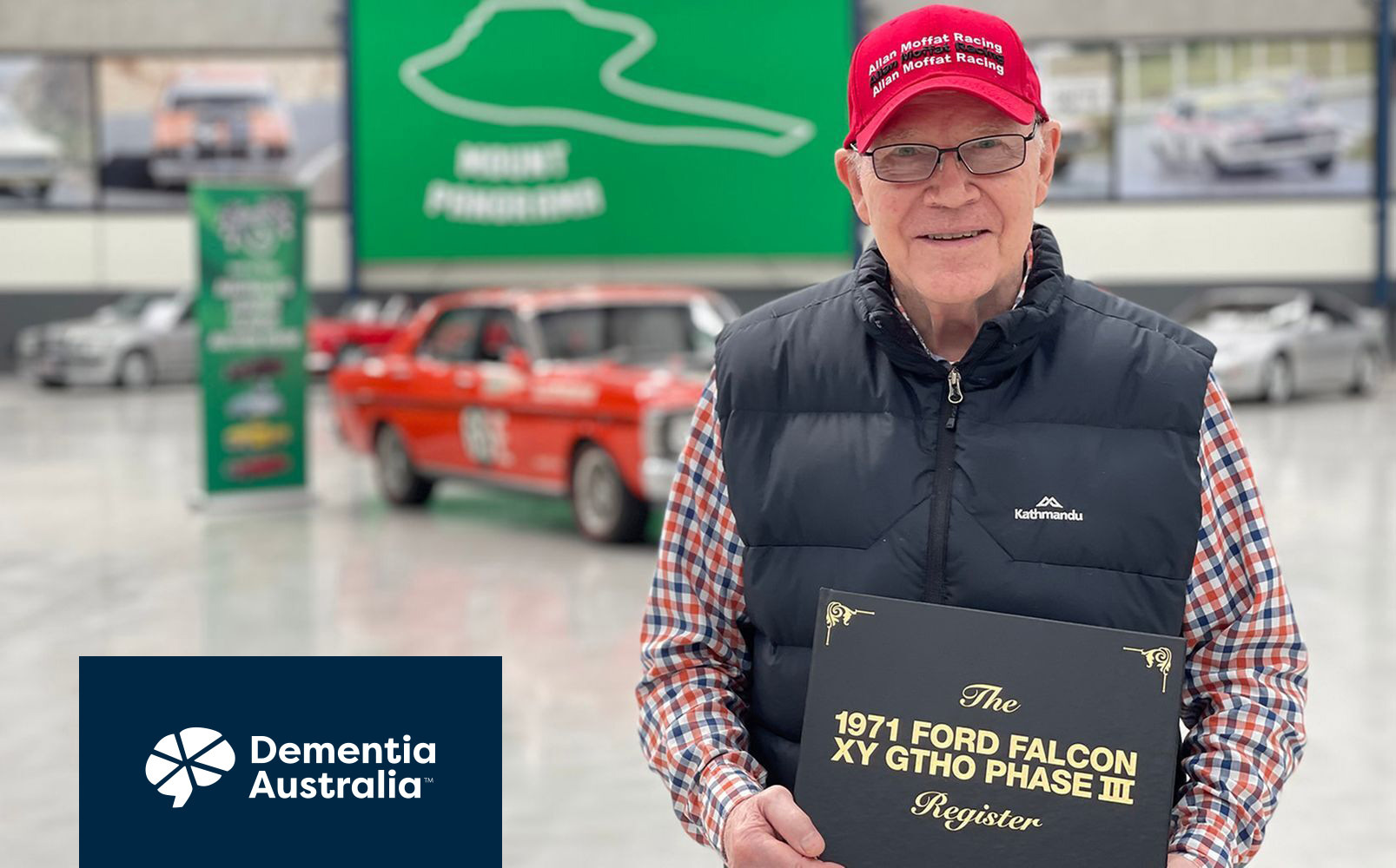 Allan Moffat in conjunction with Shannons to Auction '1971 Ford Falcon XY GT-HO Phase III Register' book for Dementia Australia