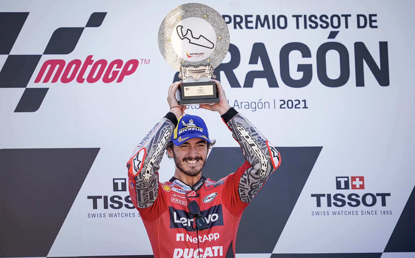 Hard Work Pays Off for Pecco Bagnaia Winning First MotoGP Race at MotorLand Aragon with Marc Marquez Battling him to Finish Second!