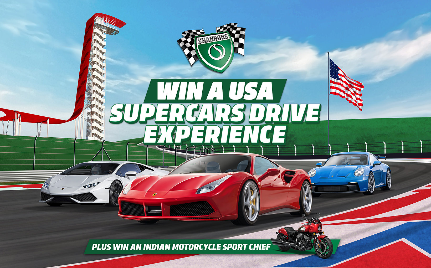 Win a USA Supercars Drive Experience and an Indian Motorcycle Sport Chief with Shannons