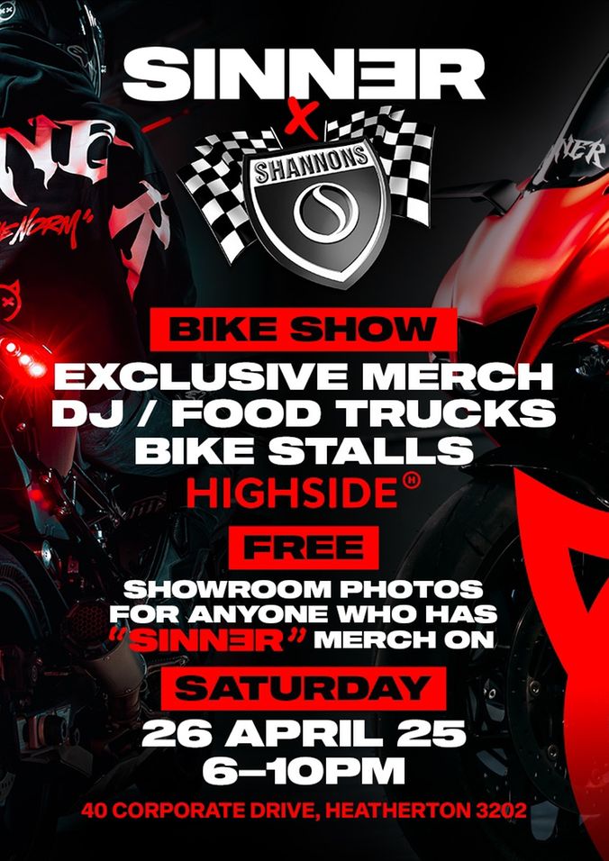 SINNER x SHANNONS POP-UP & BIKE SHOW