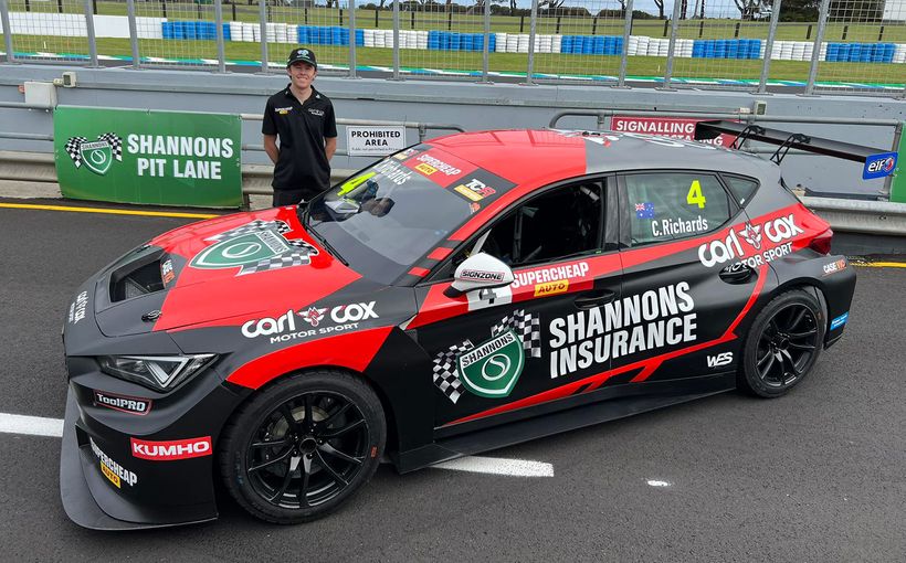 Shannons Insurance Partner Clay Richards at Ford Mustang 60 Years Race Phillip Island Event